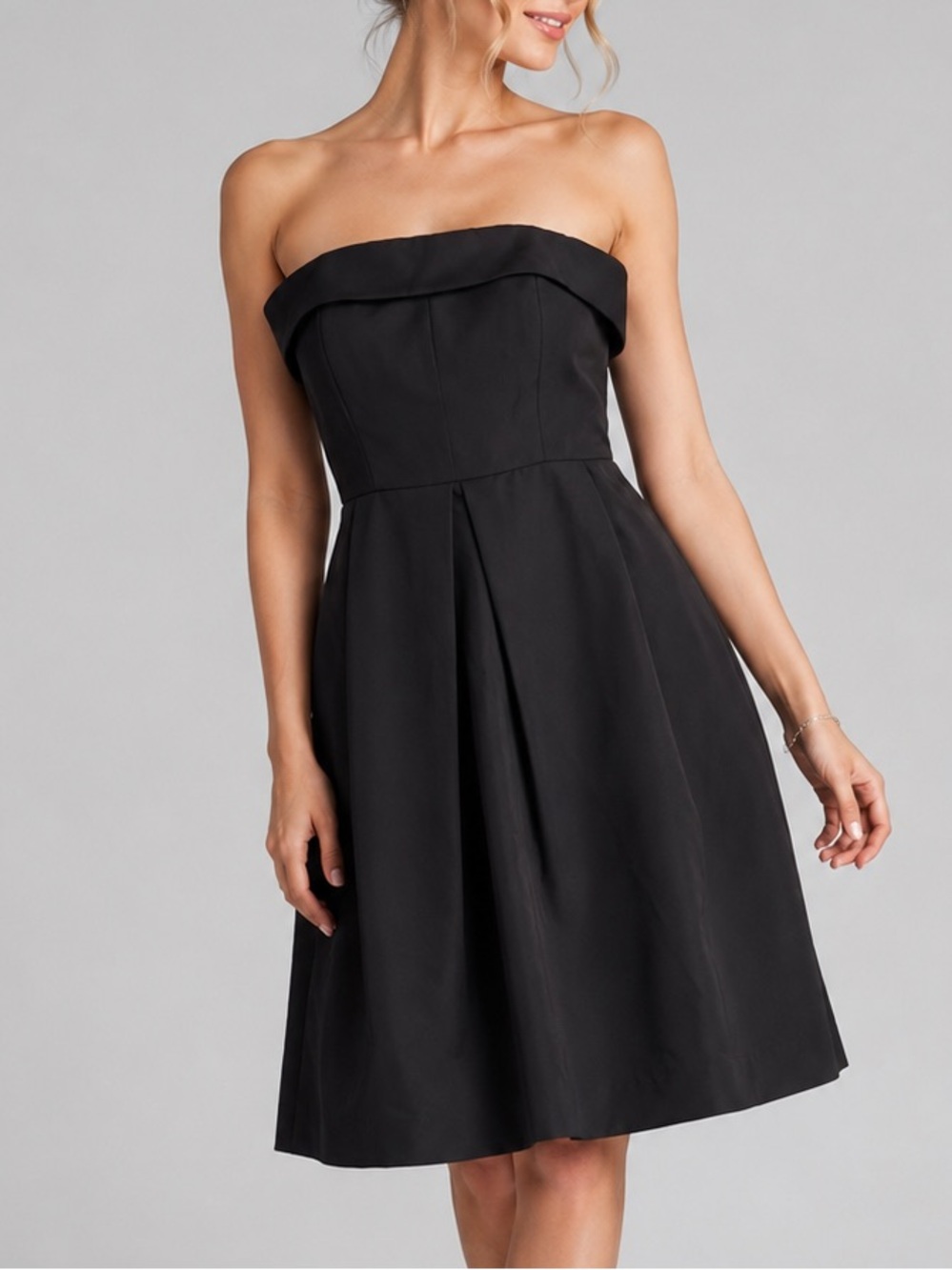 🆕🖤Jewel Badgley Mischka Black Strapless Fit&Flare Cocktail Dress Size 6 Elegant